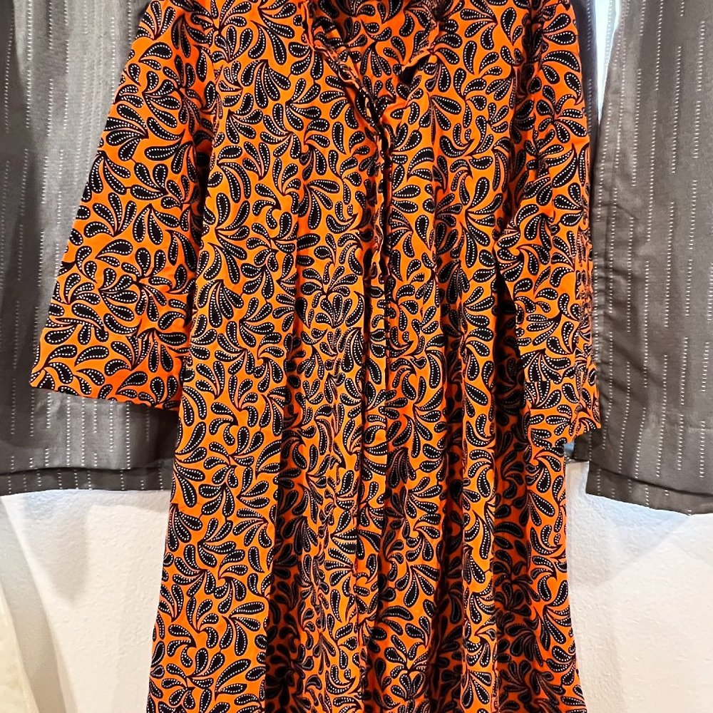 Zuri Shirt Dress in Orange and Black - 2XL